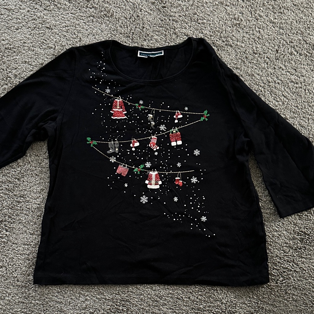 Karen Scott Holiday Sweater with Festive Embroidery